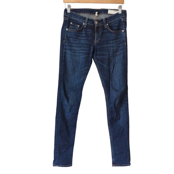 Rag & Bone Phoenicia Blue Mid Rise Skinny Jeans Womens 26 Dark Wash Denim EUC - Picture 1 of 7